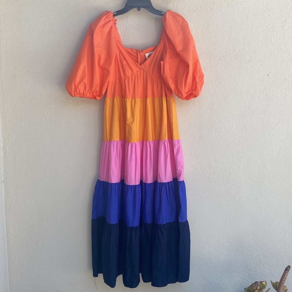 FARM Rio Orange Yellow Tiered Maxi Sundress XXS - Picture 8 of 16